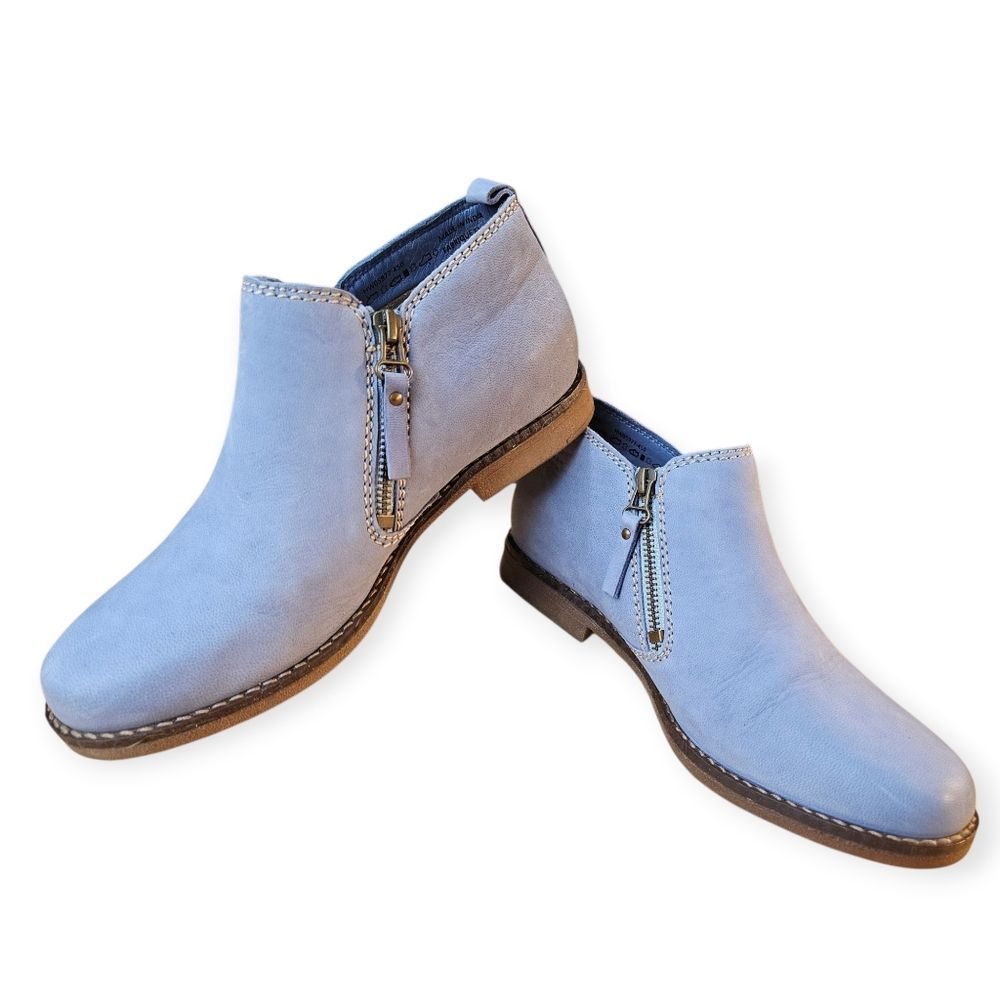 💙 Hush Puppies Ankle Boots | Light Blue | Side Zip | Comfort | Size 9.5